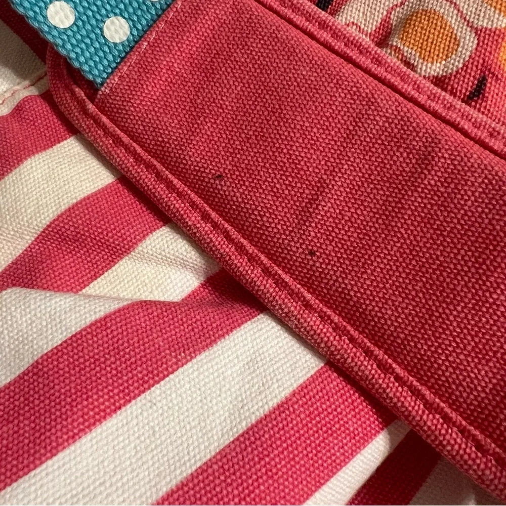 Matilda Jane Yellow Floral & Coral Stripe Tote with Teal Polka-Dot Handles